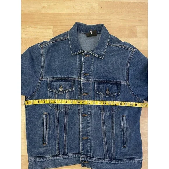 Double D Ranch Women’s Denim Jacket Flag USA Size Large Blue